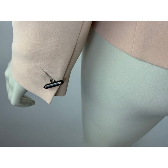 Barbara‎ Bui Leather Trim Blazer 40 US 8 Flaw* Long Sleeve Lined V-neck Jacket - Picture 13 of 16